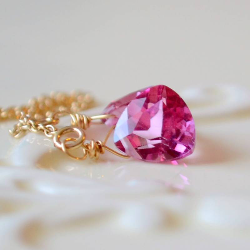 Hot Pink Topas Ohrringe Gold-Gefüllte Einfädler, Aaa Edelstein von livjewellery