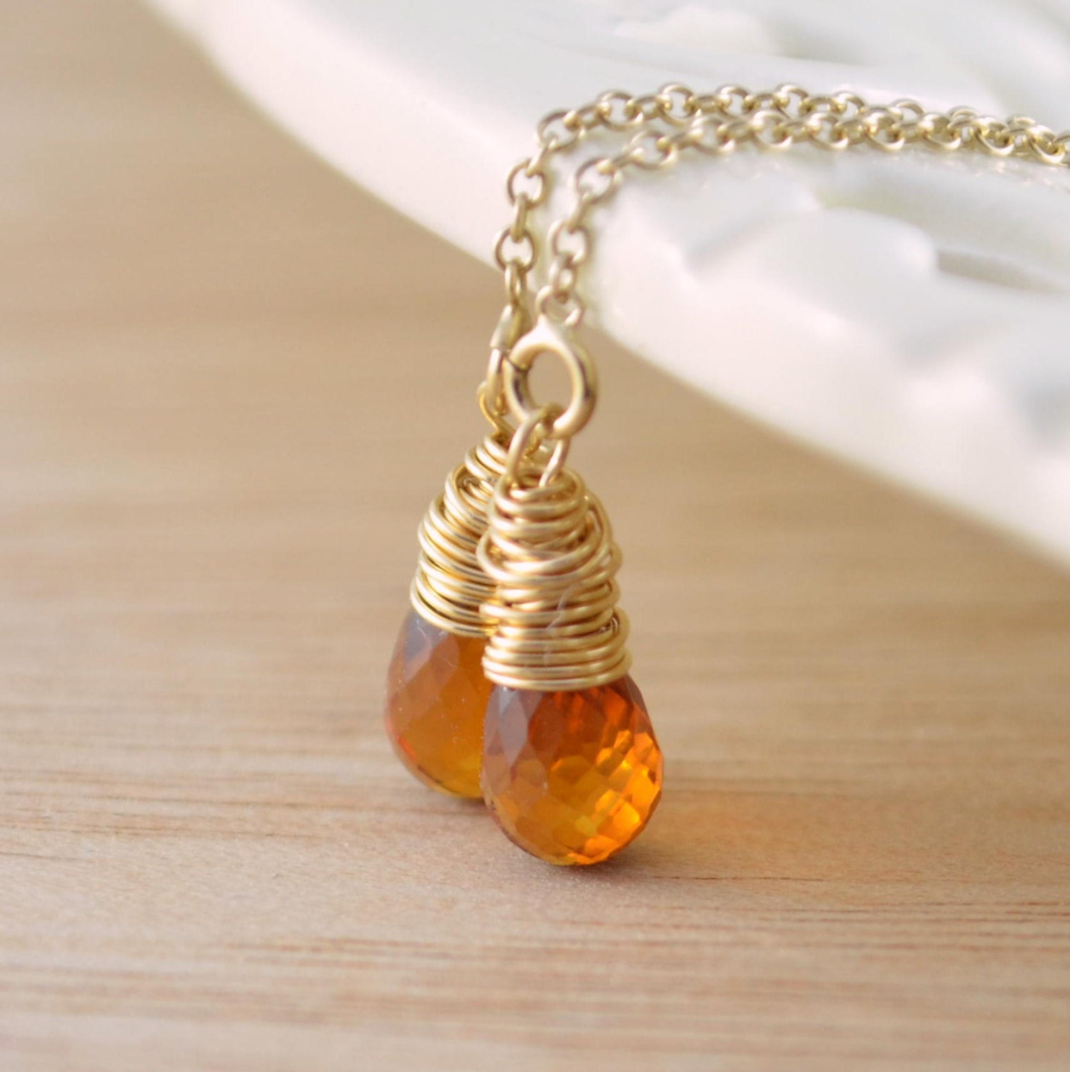 Madeira Citrin Threader Ohrringe Gebrannte Orange November Geburtsstein Schmuck von livjewellery