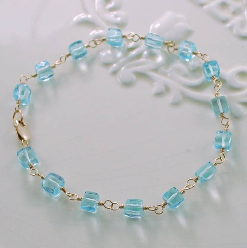 Sky Blue Topas Armband Gold Filled Edelstein Schmuck von livjewellery