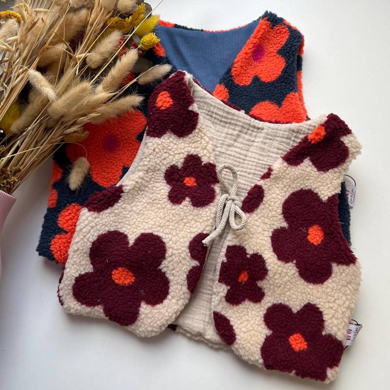 Kinder Teddy Boucle | Kuschelweste Mit Stoffauswahl Mädchen Weste Herbst Winter Größenauswahl von livundlenikidswear