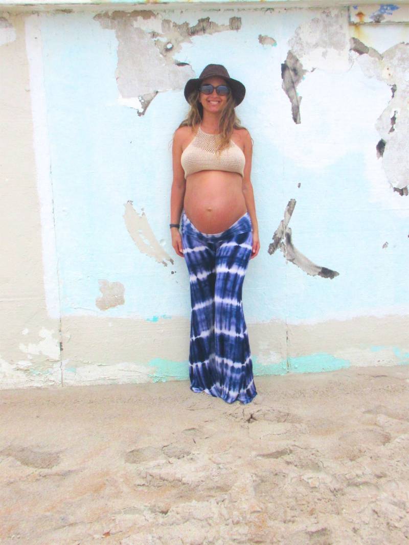 Umstandsfarbe Umstandsmode Elegant Fliessend Palazzo Gaucho Resort Lounge Strandhose Mit Foldover Taille von lizajanehandmade