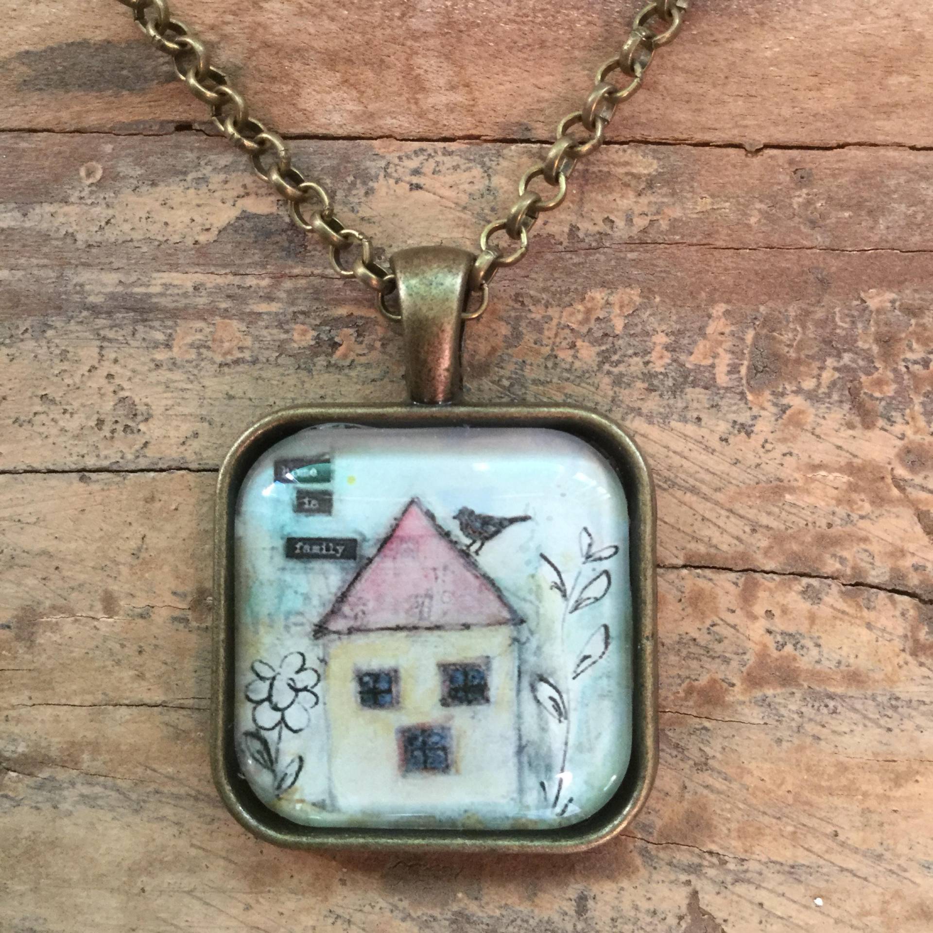 Zuhause Ist Familie Charme Antik Bronze Anhänger Halskette Zuhause Ist Familie Charme Antik Bronze Anhänger Halskette von lizziebusyhandmade