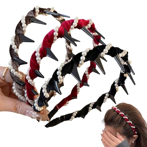 Basicallyt Retro-Haarreif mit Totenkopf-Perlen – Zahnreifen mit Kunstperlen und Kristallen für Damen, Hochzeit, Party und Alltag (3 PCS-A) von ljhjdkxf