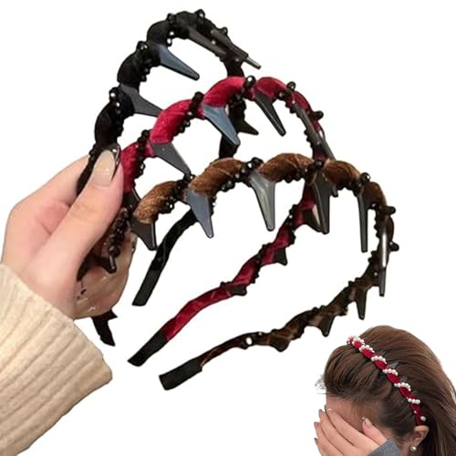 Basicallyt Retro-Haarreif mit Totenkopf-Perlen – Zahnreifen mit Kunstperlen und Kristallen für Damen, Hochzeit, Party und Alltag (3 PCS-B) von ljhjdkxf