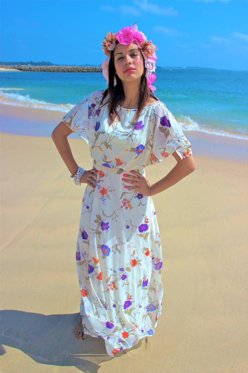 Vintage 1970Er Boho Floral Maxi Kleid - Größe Xs//Sml von lllTattylll