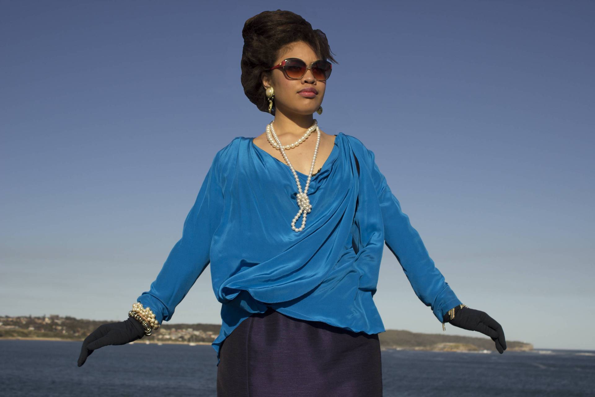 Vintage Blaue Seide Crossover Bluse Shirt - Lange Ärmel 100 % Med Lose Passform Made in Australien von lllTattylll