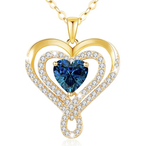 llyish Halskette Damen Gold Herz Kette Silber 925 Herzkette Gold Schmuck Damen Geburtstags Geschenke für Frauen Frau Freundin Mama Weihnachten Valentinstag Muttertags von llyish