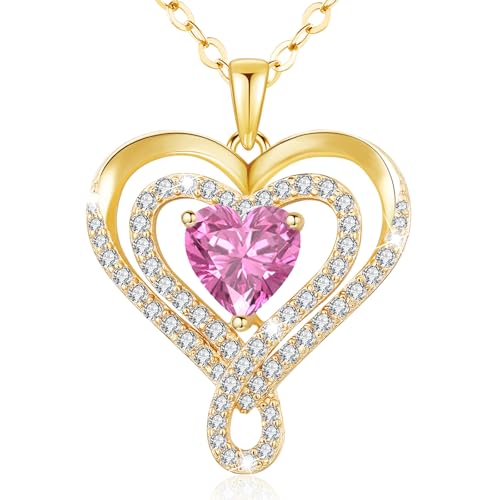 llyish Halskette Damen Gold Herz Kette Silber 925 Herzkette Gold Schmuck Damen Geburtstags Geschenke für Frauen Frau Freundin Mama Weihnachten Valentinstag Muttertags von llyish