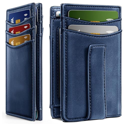 lmoikesz Einfache Leder Kartenhalter Geldbörse für Männer RFID blockierende RFID blockierende Geldbörse PU für Geldbörse Geldklammer für Männer, D von lmoikesz