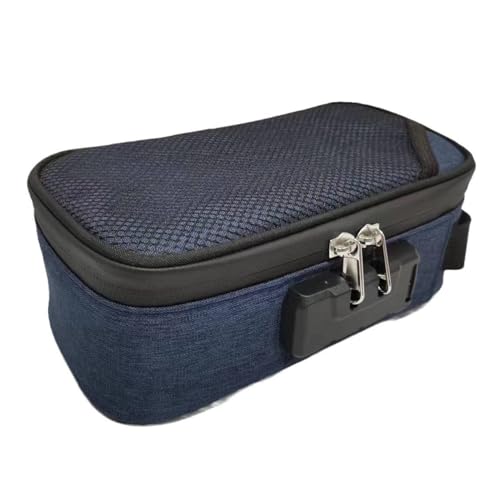 lmoikesz Große Schwarze Kosmetiktasche mit Schloss, Kombination, abschließbare Handtasche für Männer/Frauen, Stoff Make up Tasche mit Fächern, D von lmoikesz