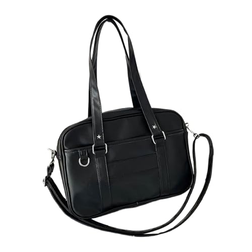 lmoikesz Japanische Freizeithandtasche PU JK Tasche Studentenhandtasche PU Leder Duffle High School PU Tasche Leder Umhängetasche mit verstellbarem Riemen, Schwarz von lmoikesz