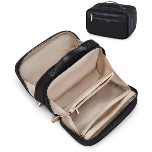 lmoikesz Make up Taschen Organizer mit Fächern für Flaschen und Bürsten für Frauen, Make up Tasche mit Fächern, große Make up Tasche aus Stoff, B von lmoikesz
