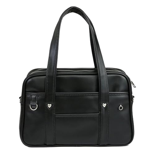 lmoikesz Wasserdichte Japanische Umhängetasche tragbare PU-Leder-Uniform-Handtasche Duffle High-School-Handtasche JK-Tasche Einkaufstasche, Schwarz, M von lmoikesz