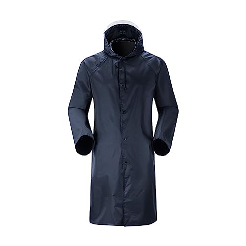 lmoikesz Wasserdichter langer Regenmantel Winddichte Regenmäntel Regenbekleidung Reißverschluss Leichte Trenchcoat Jacke mit Kapuze für das Angeln im Freien, Dunkelblau, XXXL von lmoikesz