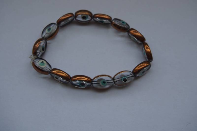 Evil Eye Glas Bead Stretch Armband. Handgemalte Kabbalah Goldene Jerusalem Perlen Schutz-Amulett von lnrdesign