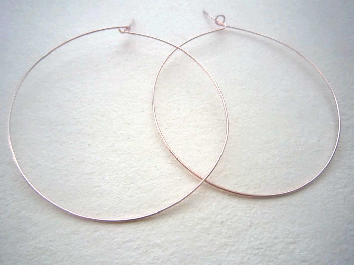 Große Rose Gold Creolen, Dünne Große Rose Gefüllt Creolen. 2" Zoll | 5 cm Langen von lnrdesign