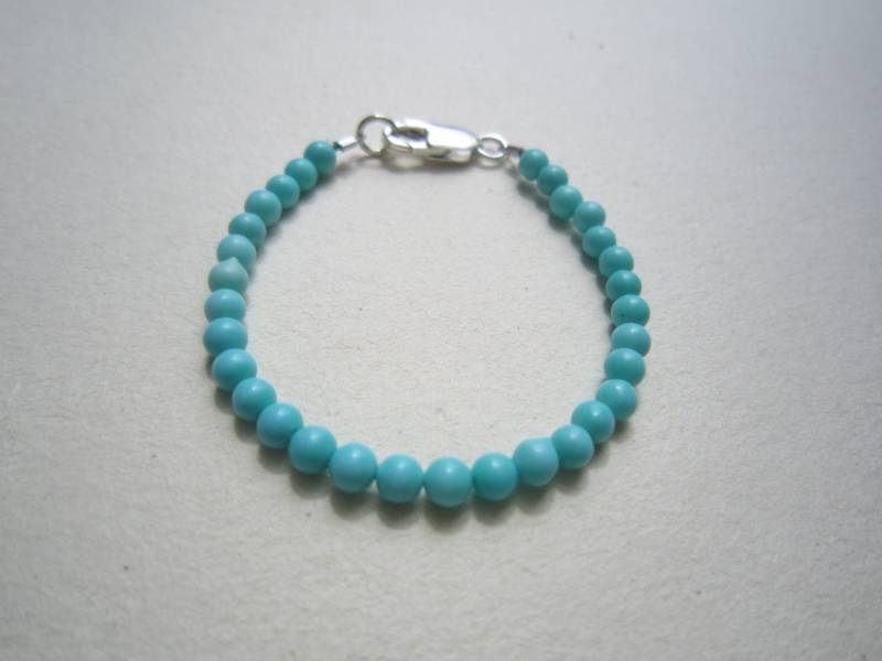 Hellblaues Babyarmband. Türkis Edelstein Baby Armband. Andenken Oder Kleinkind Silber Schmuck von lnrdesign