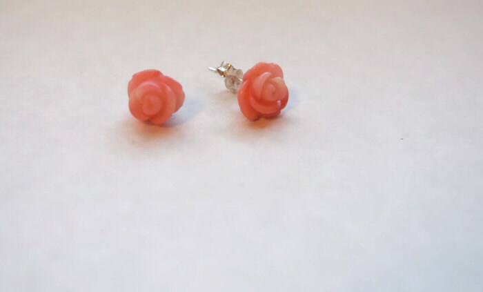 Koralle Blume Ohrstecker Echte Ohrringe Große Bambuskoralle von lnrdesign