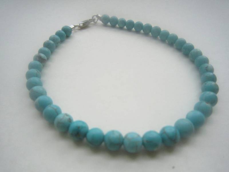 Türkis Perlen Armband. Blaue Edelstein-Armband. Sterling Silber-Blauen von lnrdesign