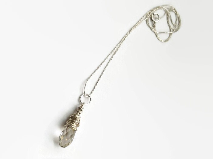 sterling Silber Swarovski Briolette Halskette Wirewrapped Anhänger Brautjungfer von lnrdesign