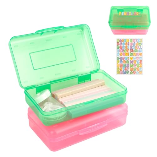 loacuony 2 Stück Stiftebox,Stifte Box,Stifte Organizer | Stiftebox für Büro & Bastelbedarf | Stapelbare Aufbewahrungsbox für Büromaterial & Schreibwaren（Rot + Grün） von loacuony