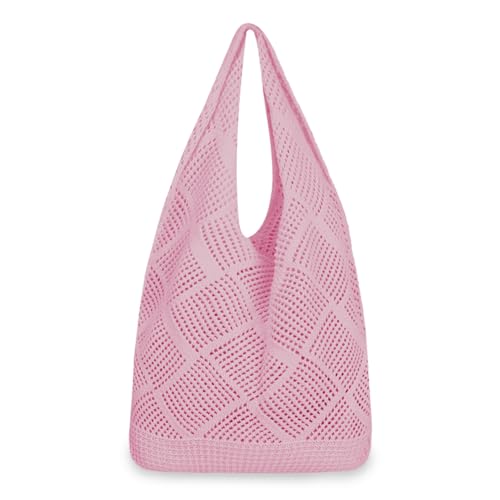Geflochtene Tasche,Strandtasche Damen,Sommertasche,Gehäkelte Tasche Netz Beach Bag Boho Umhängetasche Handgefertigte Mesh Handtasche Sommer Strandbeutel Für Urlaub Reisen Alltag Frühling Und Sommer von loacuony