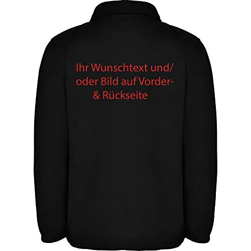 Customized Herren Fleece Jacke Jacket Pullover Full Zip mit Wunschtext und Graphik L34 (Black, XXL) von LOCO