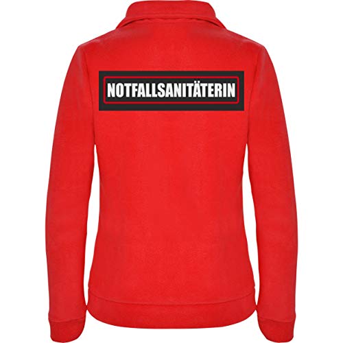 Notfallsanitäterin Damen Fleece Jacke Jacket Pullover Full Zip L16W red (S) von loco