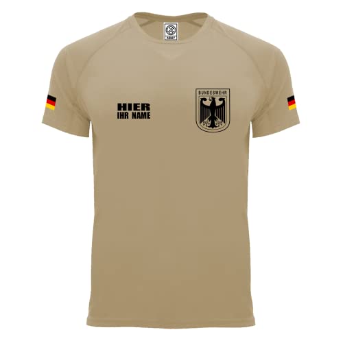 Personalisiertes Technical Funktions Herren Bundeswehr Army T-Shirt L55 (XXXL, Dark Sand) von loco