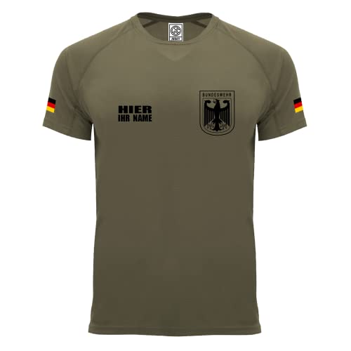 Personalisiertes Technical Funktions Herren Bundeswehr Army T-Shirt L55 (S, Army Green) von loco