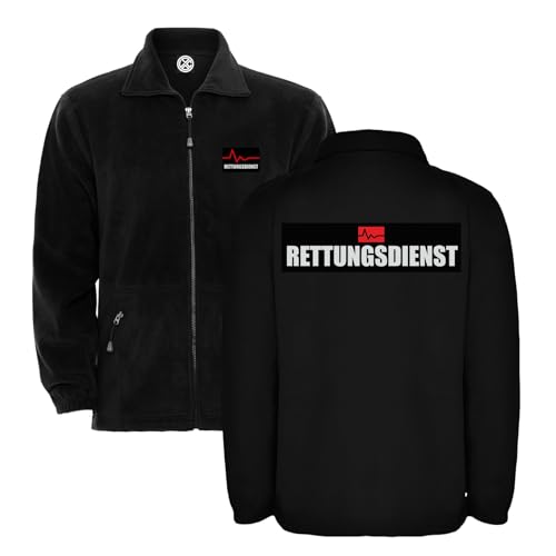 Rettungsdienst Herren Fleece Jacke - Arbeitsjacke Pullover Full Zip - Warmes Fleece mit hohem Kragen & Seitentaschen L17 - Black (XXL) von LOCO