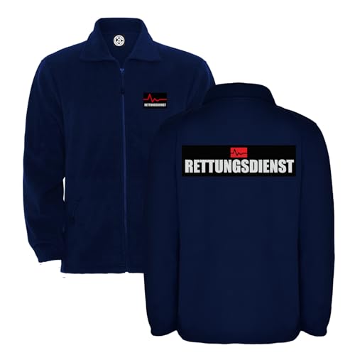 Rettungsdienst Herren Fleece Jacke - Arbeitsjacke Pullover Full Zip - Warmes Fleece mit hohem Kragen & Seitentaschen L17 - Navyblau (XXL) von LOCO