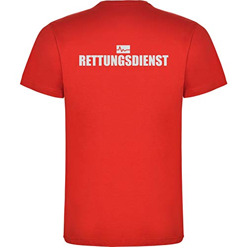 Rettungsdienst Herren Men's T-Shirt Licht-reflektierende Folie Aufdruck L24 rot red (XXL) von loco