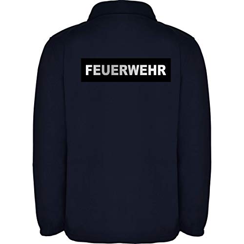 Feuerwehr Herren Fleece Jacke Jacket Pullover Full Zip mit Silber reflektierend-beidseitiger Folie Schriftzug - L48 - Navy M von LOCO