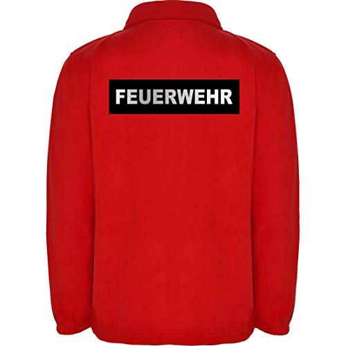 loco Feuerwehr Herren Fleece Jacke Jacket Pullover Full Zip mit Silber reflektierend-beidseitiger Folie Schriftzug L48 (Rot, L) von loco