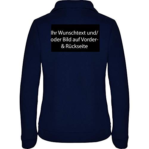 Personalisierte Damen Fleece Jacke Jacket Pullover Full Zip mit Ihr Wunschtext und/oder Bild L34W (Navy, XL) von LOCO