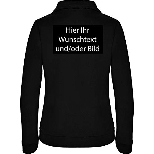Personalisierte Damen Fleece Jacke Jacket Pullover Full Zip mit Ihr Wunschtext und/oder Bild L34W (schwarz, L) von LOCO