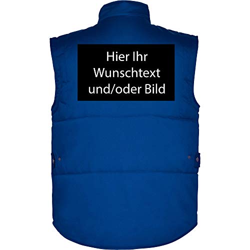 loco Personalisierte Herren Arbeitsweste mit Ihr Wunschtext und/oder Bild L35 (Blau (Royal), L) von loco