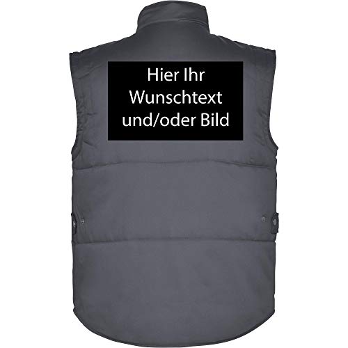 loco Personalisierte Herren Arbeitsweste mit Ihr Wunschtext und/oder Bild L35 (Grau, L) von loco