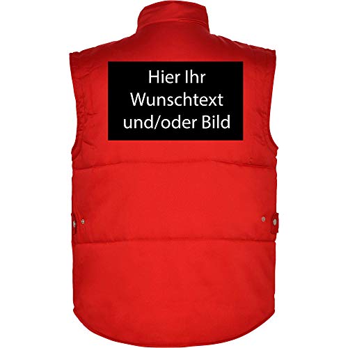 loco Personalisierte Herren Arbeitsweste mit Ihr Wunschtext und/oder Bild L35 (Rot, L) von loco