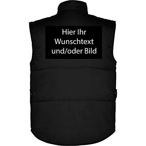 loco Personalisierte Herren Arbeitsweste mit Ihr Wunschtext und/oder Bild L35 (Schwarz, L) von loco