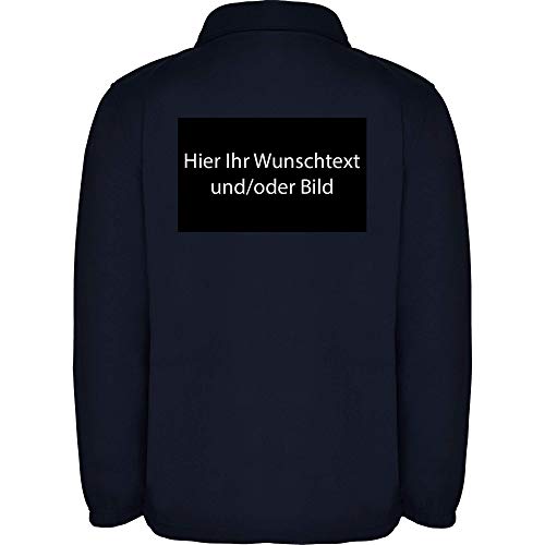 LOCO Personalized Herren Fleece Jacke Jacket Pullover Full Zip mit Ihr Wunschtext und/oder Bild L34 (Navy Blue, XXL) von LOCO