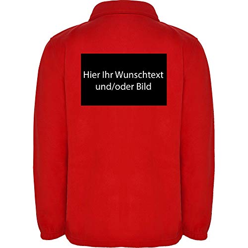 loco Personalized Herren Fleece Jacke Jacket Pullover Full Zip mit Ihr Wunschtext und/oder Bild L34 (red, S) von loco