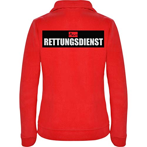 loco Rettungsdienst Damen Fleece Jacke Jacket Pullover Full Zip L17W red (XL) von loco