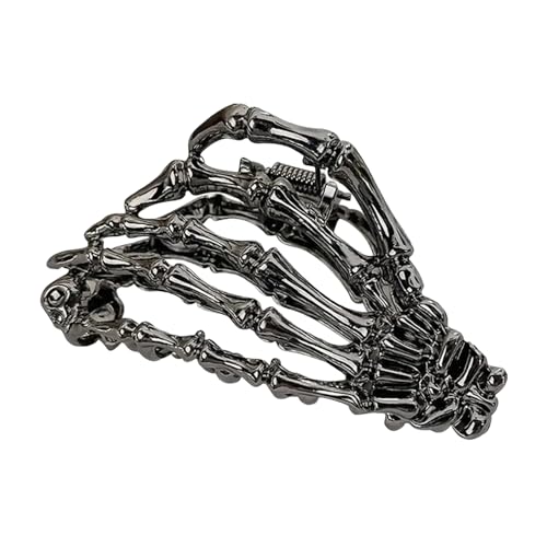 locwanot Schwarze Spinnen-Haarnadel, Halloween-Haarklammer, Fledermaus-Schädel-Hand-Design, Metall, sicherer Halt am Hinterkopf, Party, Abschlussball F von locwanot