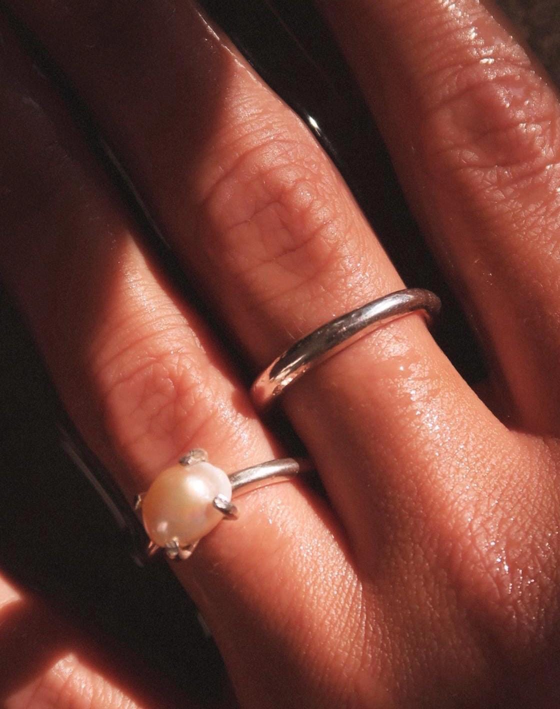 Perlenring, Ring, Silberring, Handgemacht, Silberschmied, 925Er Silber, Verlobungsring, Statementring von loeniHandmade