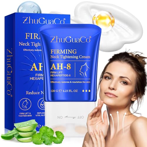 AH-8 Firming Neck Cream,Straffende anhebende Hals-Cremes zum Festziehen der feuchtigkeitsspendenden Haut mit Massagerolle, AH-8 Nackencreme für Crepey Haut, Hydrating für Männer und Frauen von lofuanna