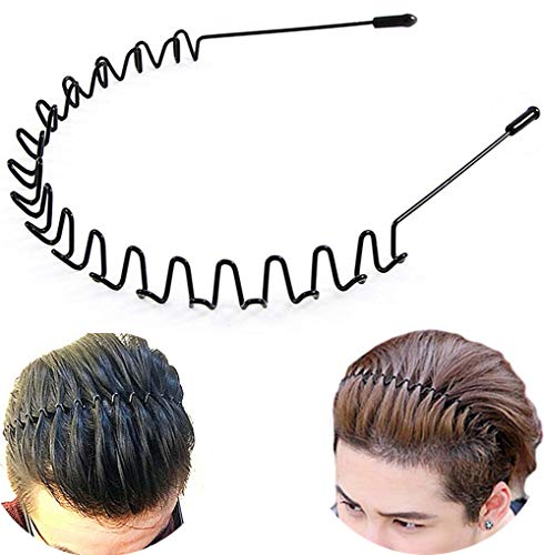 Haarbänder für Männer Frauen, Stirnbänder Schönheitspflege, Unisex, schwarz, gewellt, Federsport, für Herren, Haarreif, Hoop-Clips, Zubehör, elastisch, rutschfest, Kopfbedeckung (1 Packung) von lofuanna