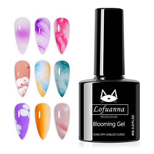 Lofuanna Clear Blooming Gel 8 ml Nagellack für UV LED Lampe Nagelgel Gel Nail Polish für Spreading Effect (SET1) von lofuanna