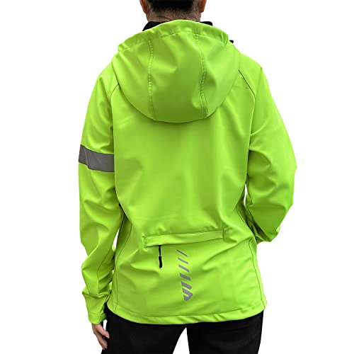 logas Fahrradjacke Damen Laufjacke Warm Windproof Regenjacke wasserdicht atmungsaktiv 6 Taschen Mit Kapuze Grün S von logas